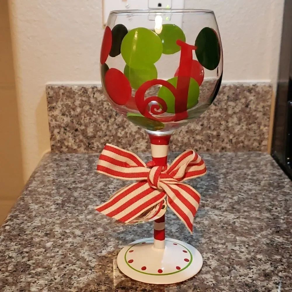 New hand painted "D" wine glass